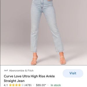 Abercrombie Curve Love Ultra High Rise - Size 25/0 Long, Light Wash